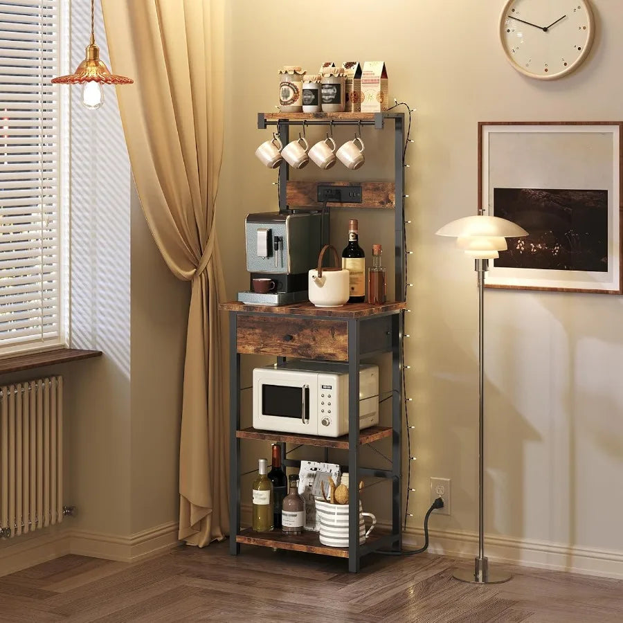 Hign-concerned Bakers Rack With Drawer Microwave Stand