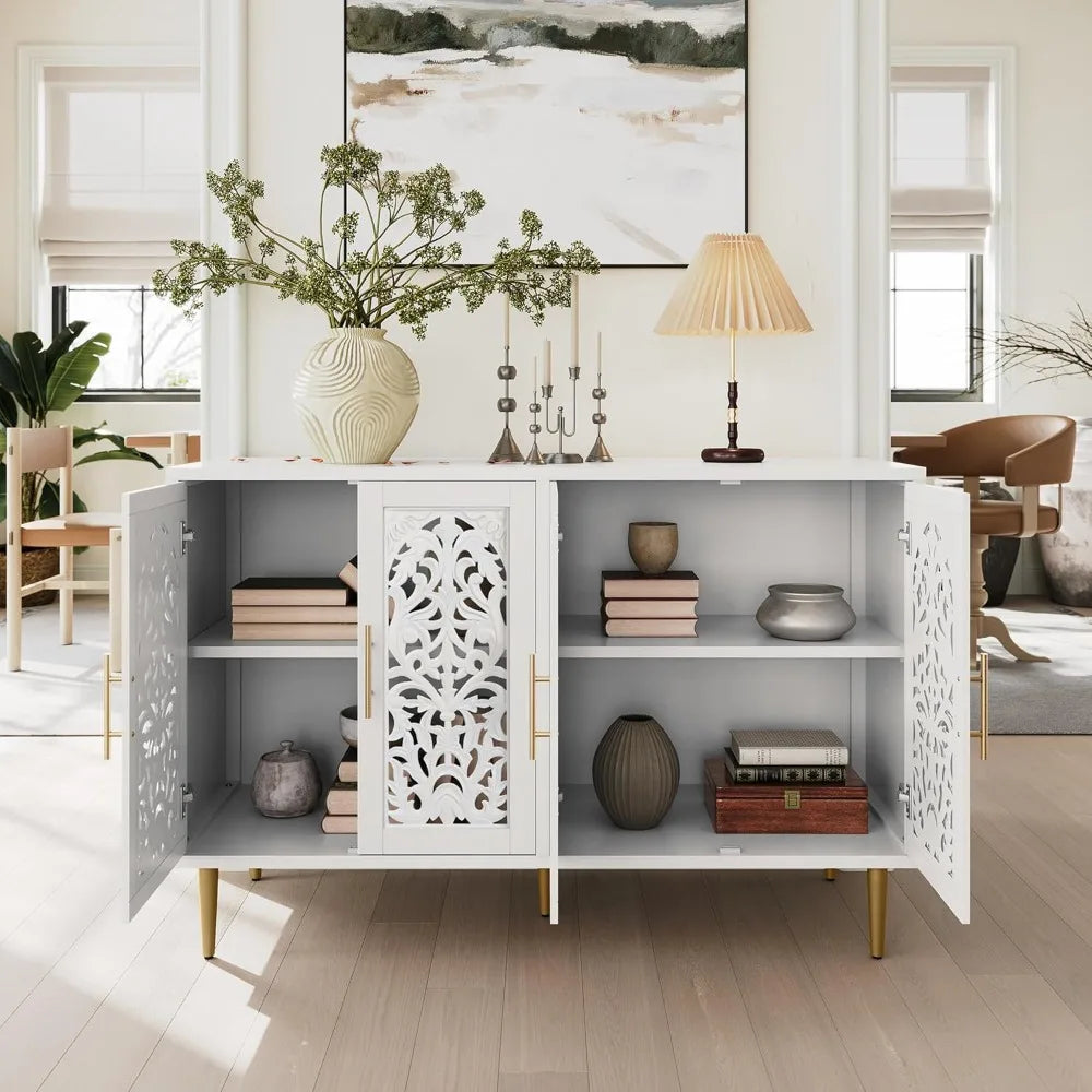 ZHUXIANG Vintage Accent Cabinet With Four Doors Storage