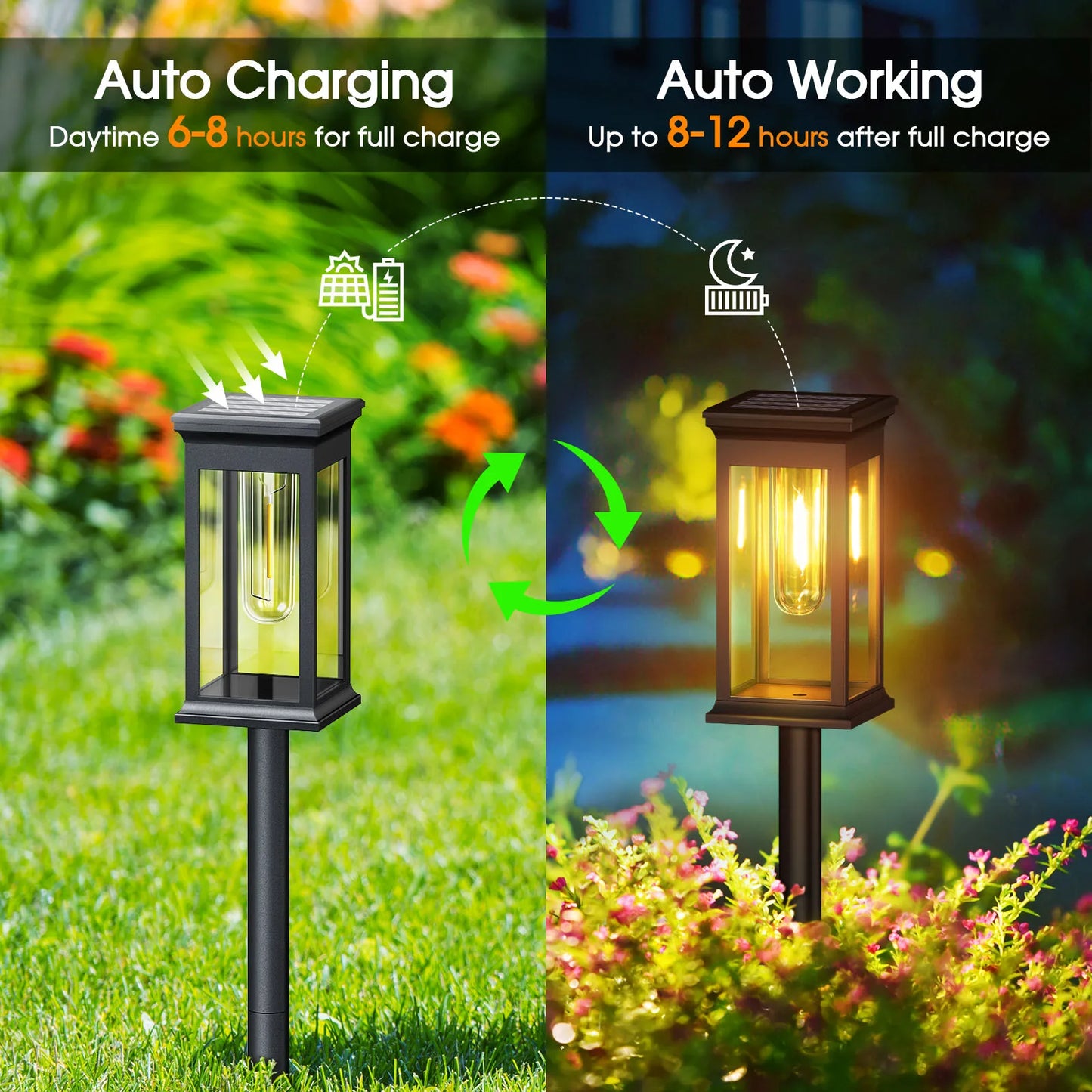 KPSTEK Upgraded Solar Lights For Yard Walkway Garden LED