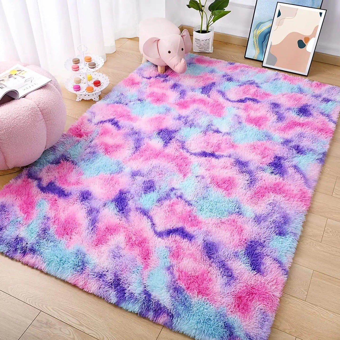 Lochas Super Soft Plush Tie Dye Velvet Rug For Living Room