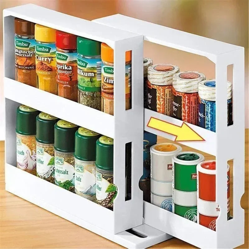 Hign-concerned Rotating Spice Storage Rack Kitchen Organizer