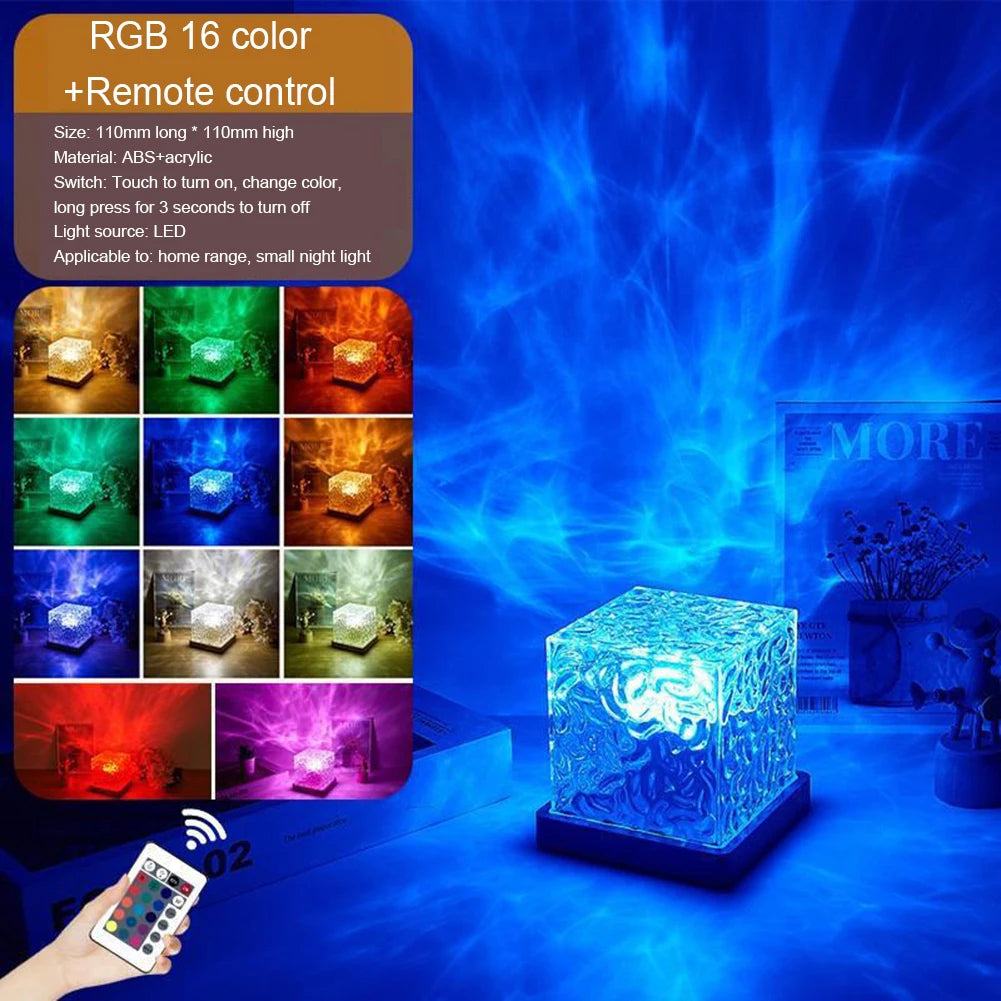 APWIKOGER Flame Crystal Lamp Water Ripple Night Light
