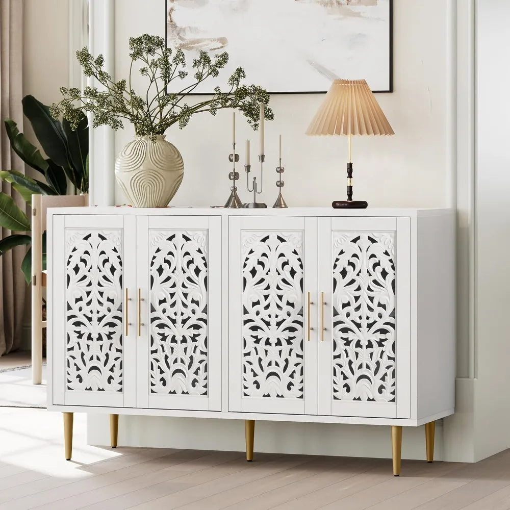 ZHUXIANG Vintage Accent Cabinet With Four Doors Storage
