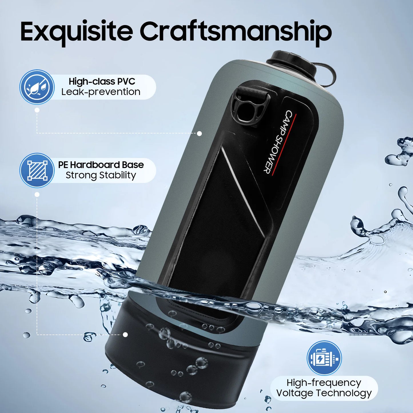 Electric Camping Shower Bag With Auto Pressure Pump