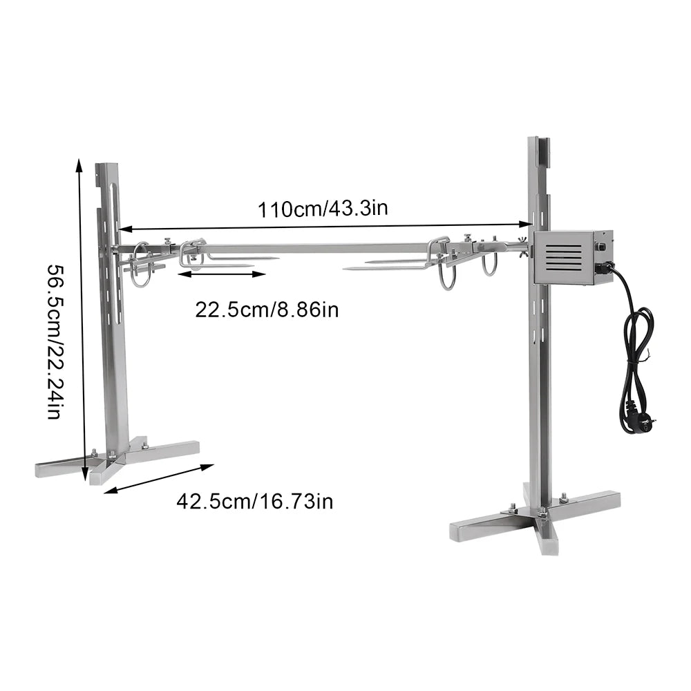 Feature Electric BBQ Rotisserie Grill Kit Stainless