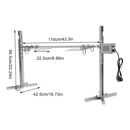 Feature Electric BBQ Rotisserie Grill Kit Stainless