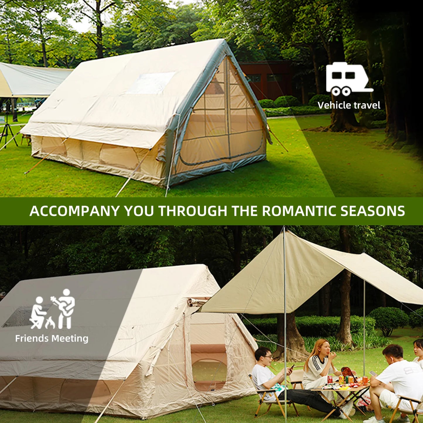 Building Inflatable Camping Tent Hand Pump Easy Setup