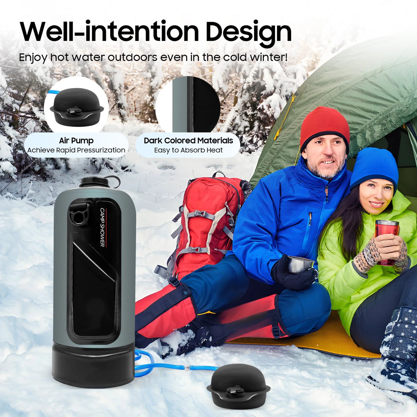 Electric Camping Shower Bag With Auto Pressure Pump