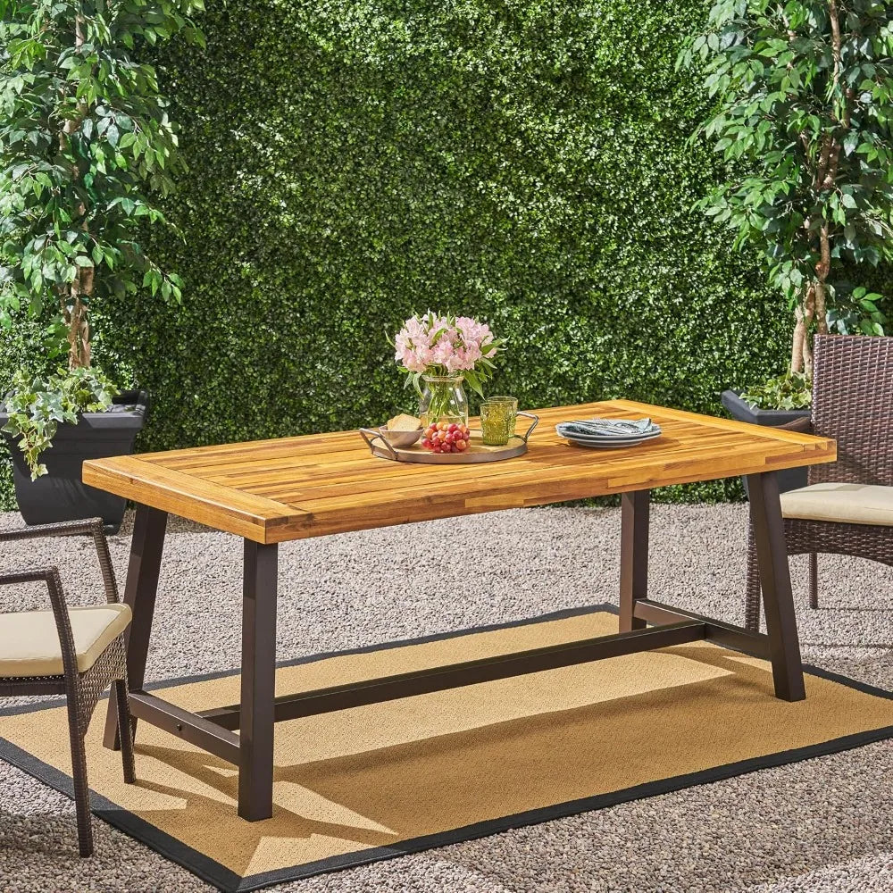 HUANZHUANG Outdoor Dining Table Iron Legs Sandblast Finish