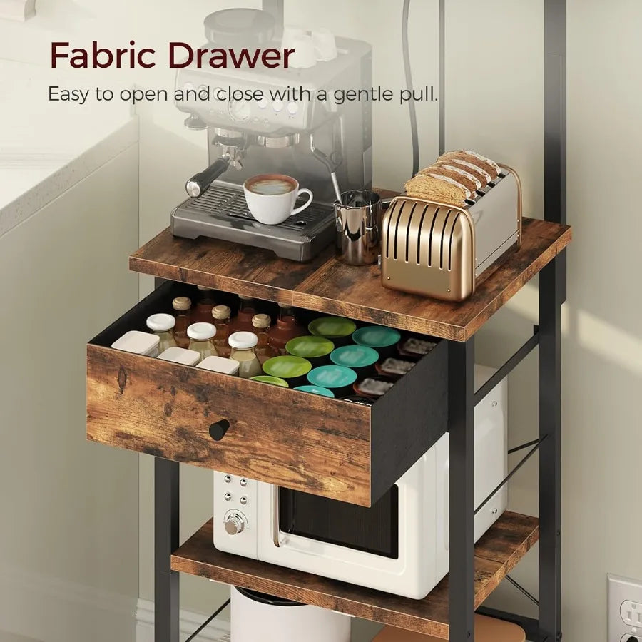 Hign-concerned Bakers Rack With Drawer Microwave Stand