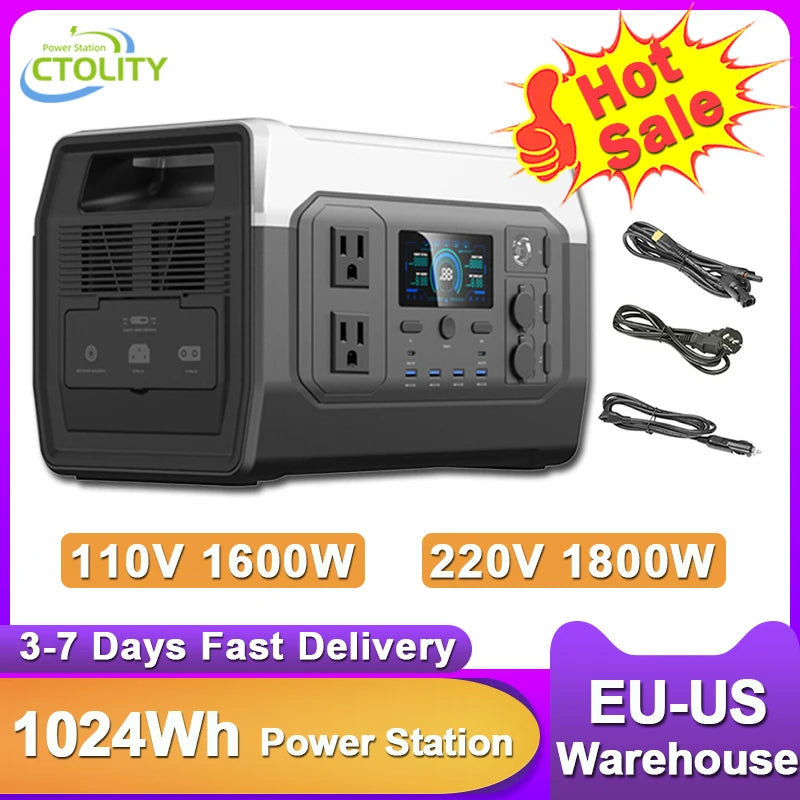 CTOLITY Portable Power Station 1024Wh LiFePO4 Pure Sine Wave