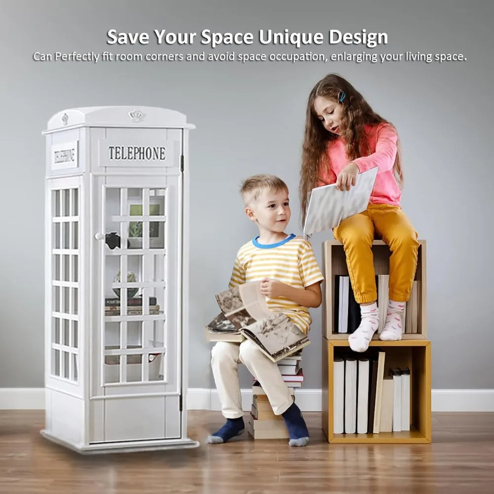 Huanzhuang 5 Tier Wood Bookshelf Telephone Booth Shape