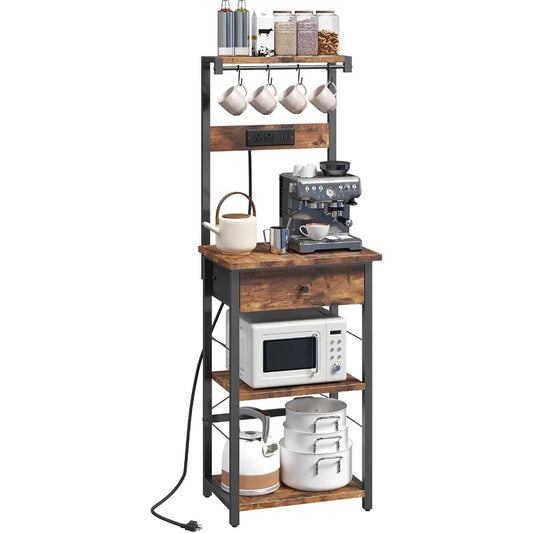 Hign-concerned Bakers Rack With Drawer Microwave Stand