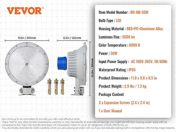 VEVOR LED Barn Light Ultra Bright Daylight Flood Light