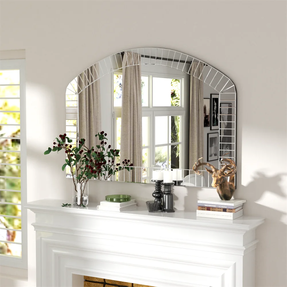 BORWARTH Arched Venetian Mirror With Beveled Glass Frame