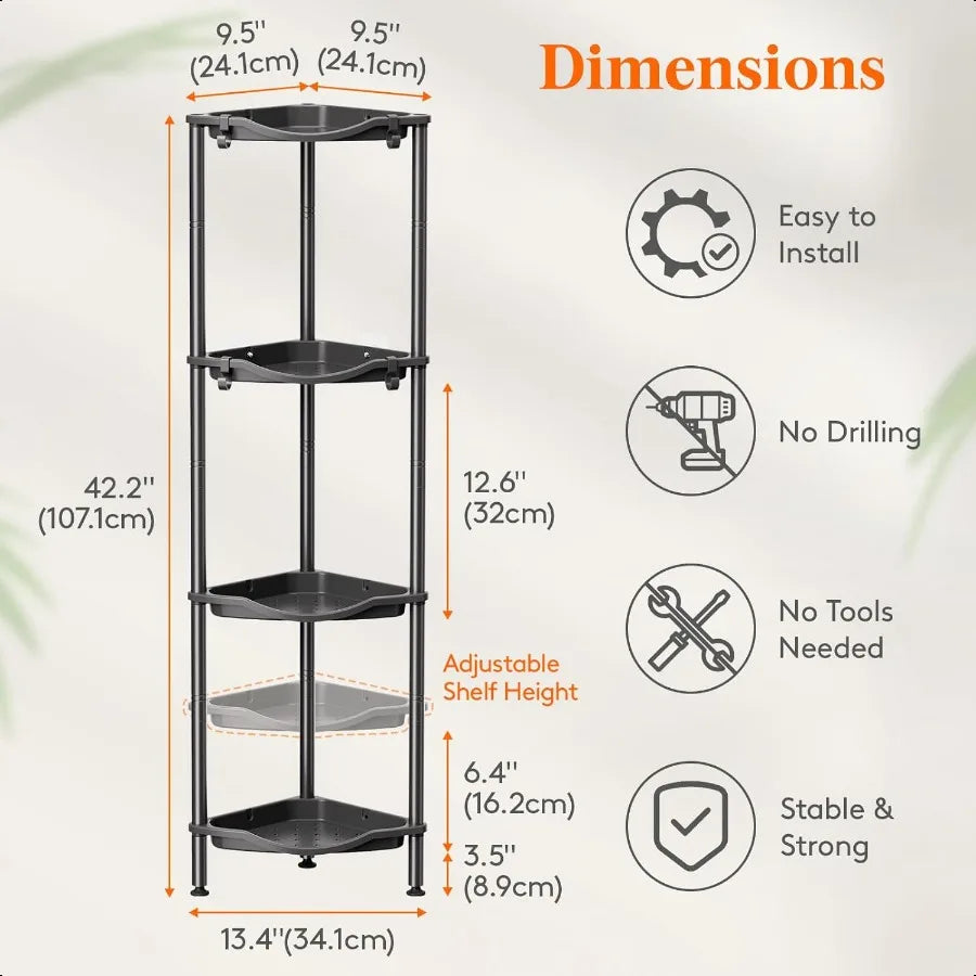 Hign-concerned 4 Tier Floor Shower Caddy Bathroom Organizer