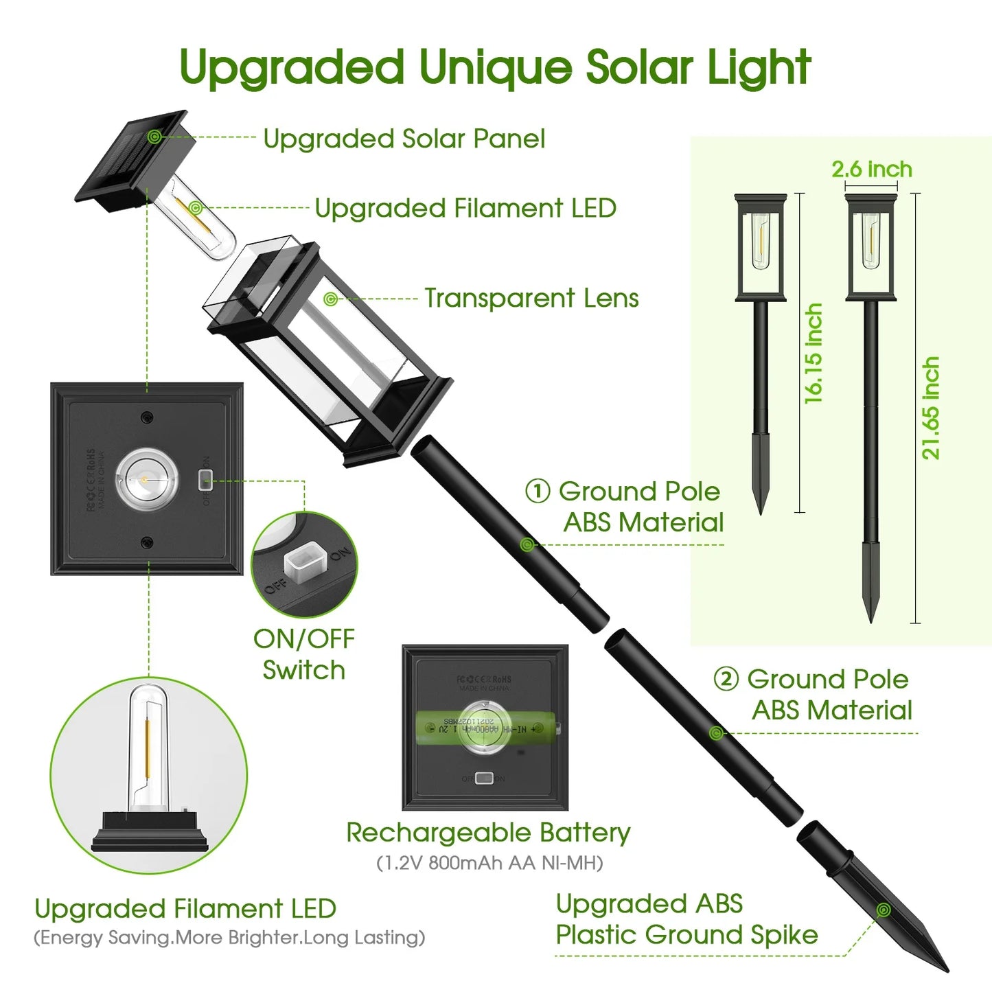 KPSTEK Upgraded Solar Lights For Yard Walkway Garden LED