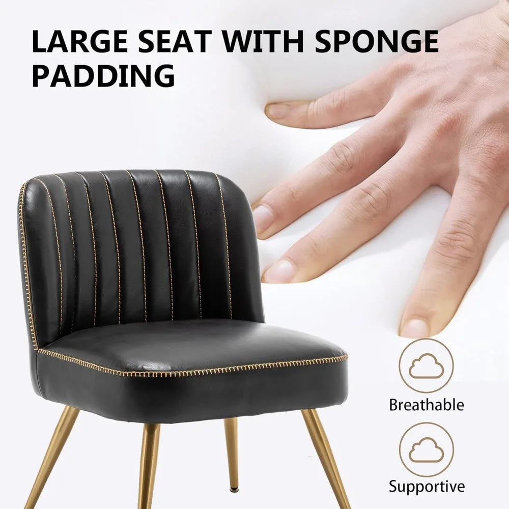 ANGDUO Faux Leather Accent Chairs Set Of 2 With Metal Legs