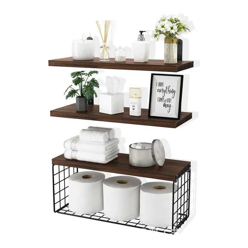 Hignconcerned Wall Mounted Floating Shelves Triple Tier