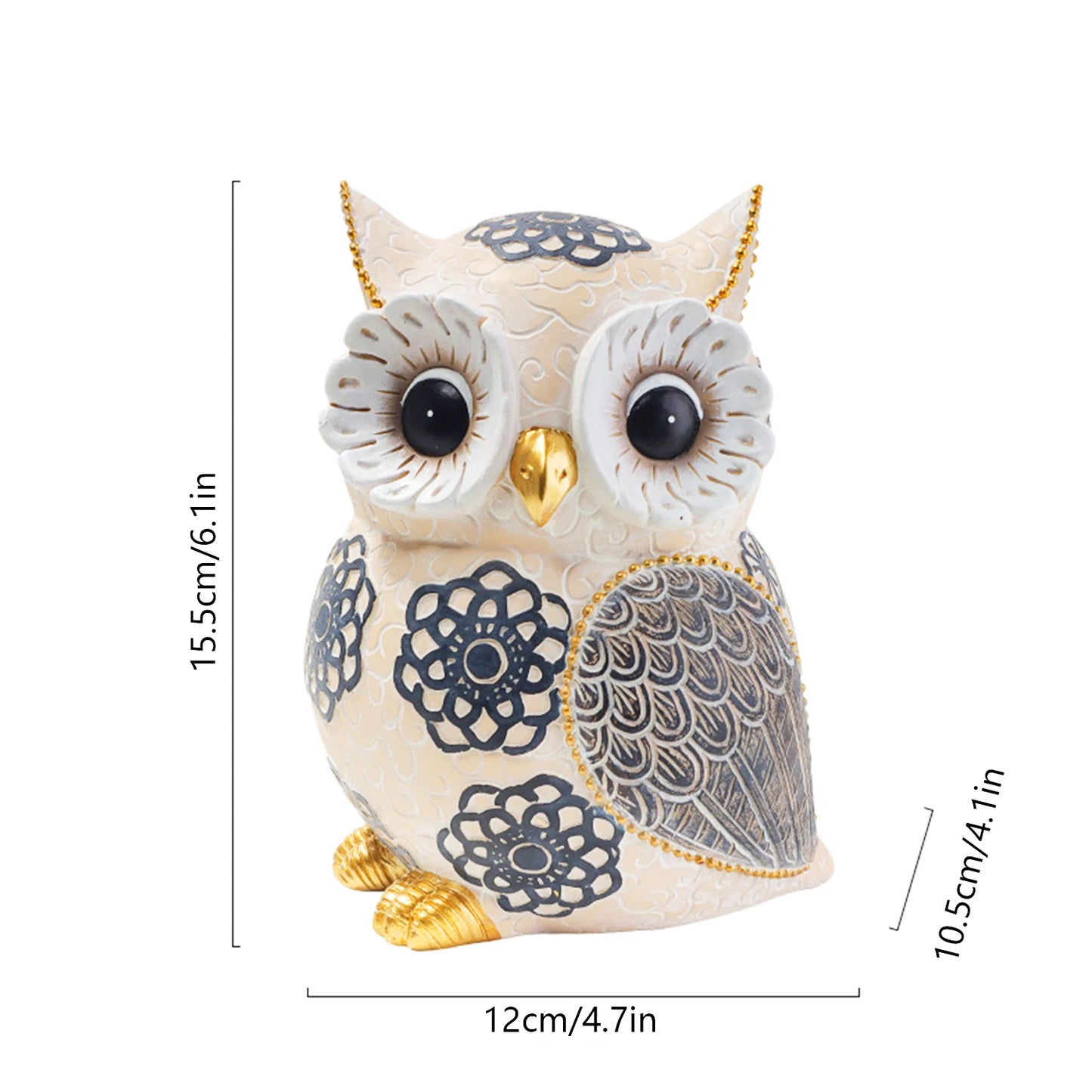 Hign Concerned Resin Owl Desktop Statue Cute Bird Figurine