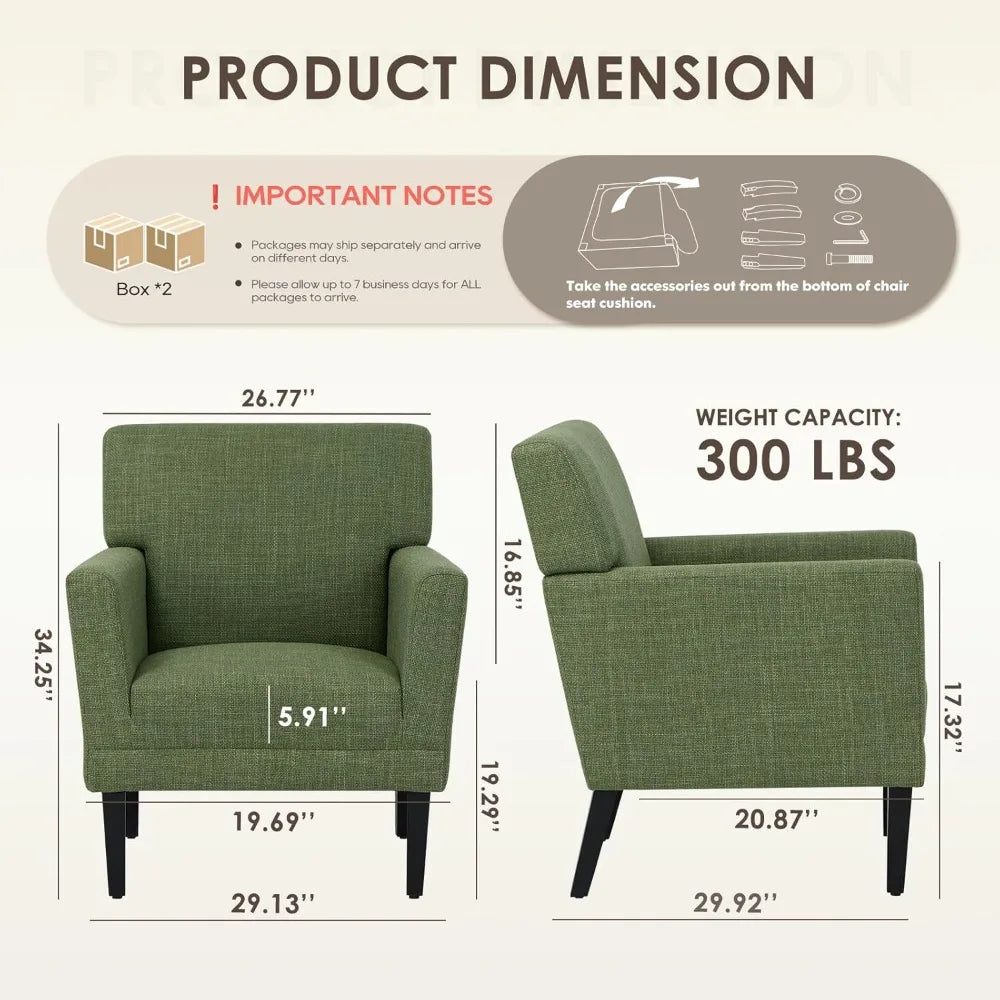OEING Modern Upholstered Accent Armchairs For Living Room