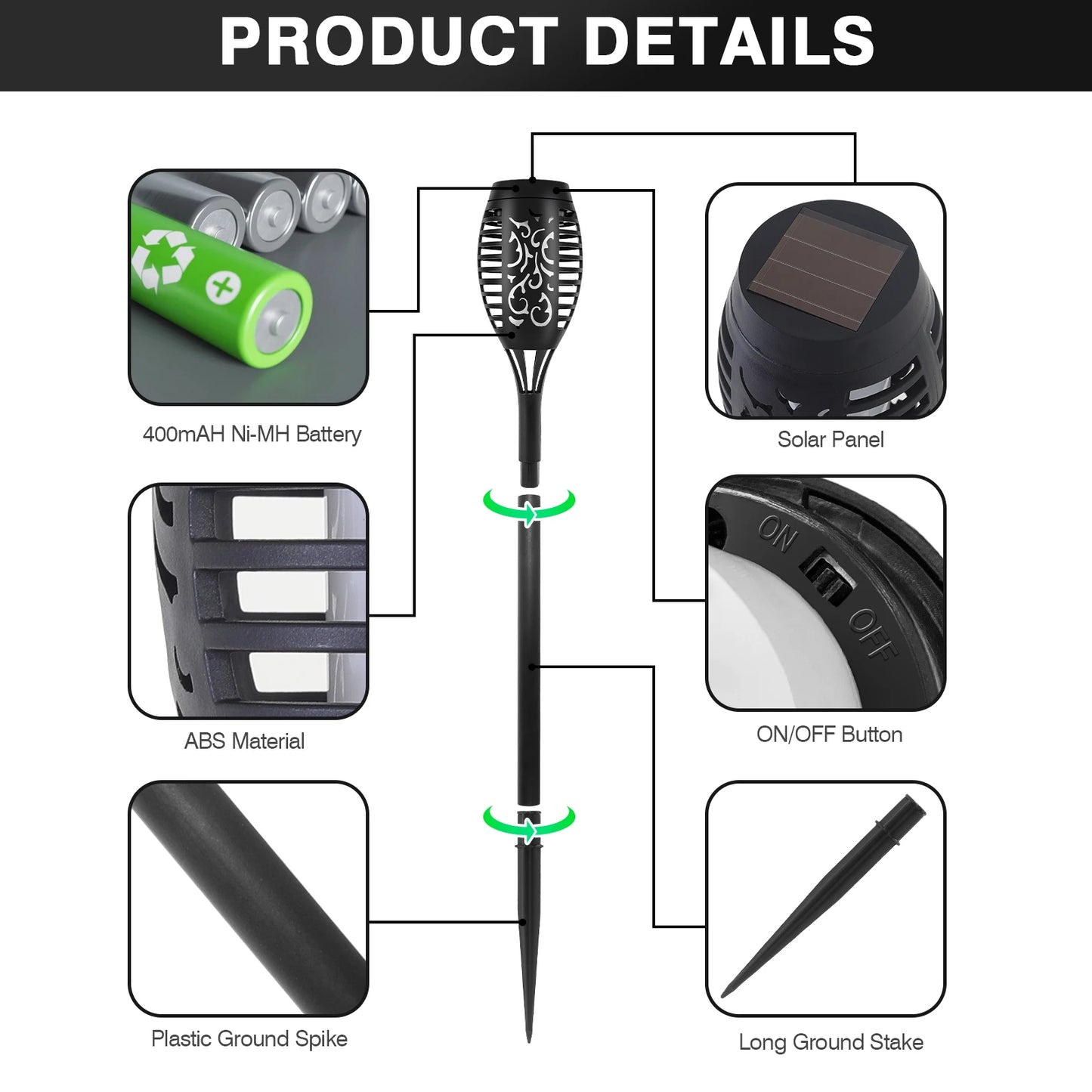 Led Solar Flame Light Outdoor Flickering Torch Lamp