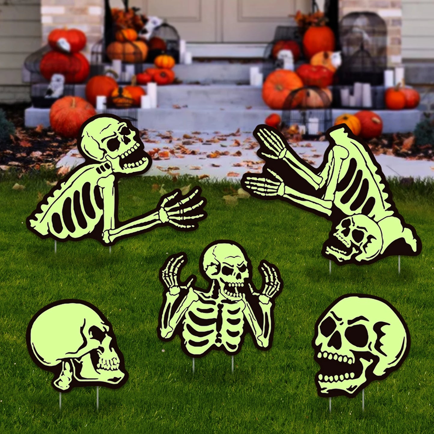 Guangdong Halloween Skeleton Stakes Set Of 5 Glow Signs