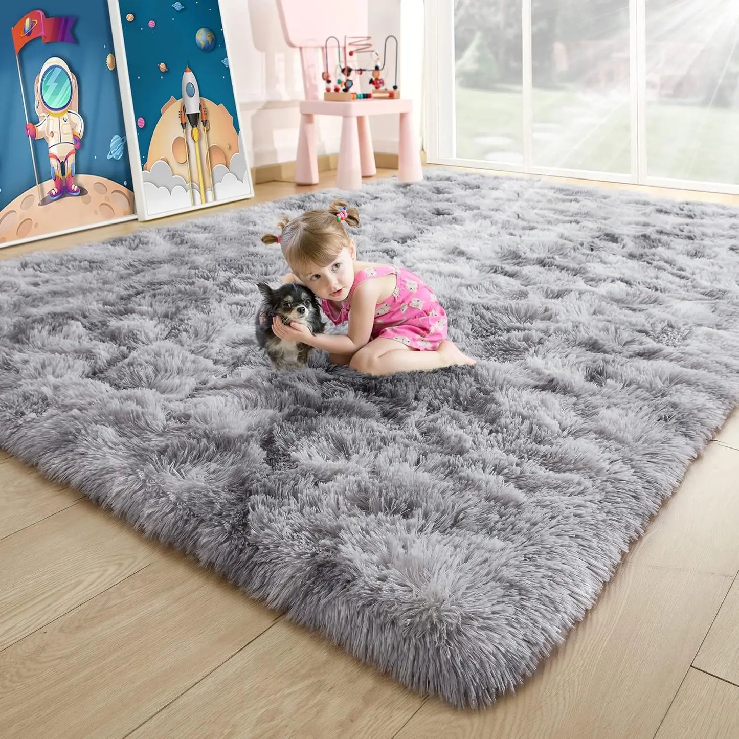 Aubusson Fluffy Area Rug For Bedroom And Living Room