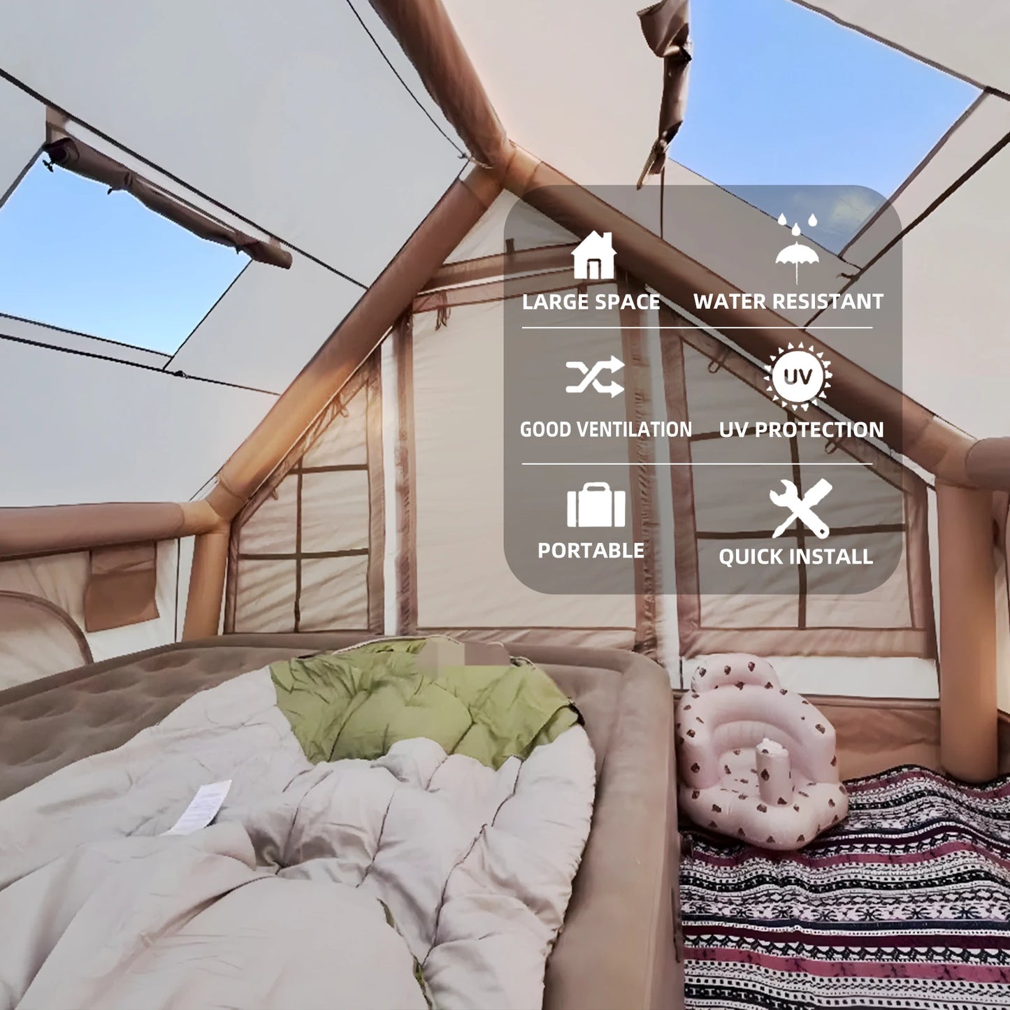 Building Inflatable Camping Tent Hand Pump Easy Setup