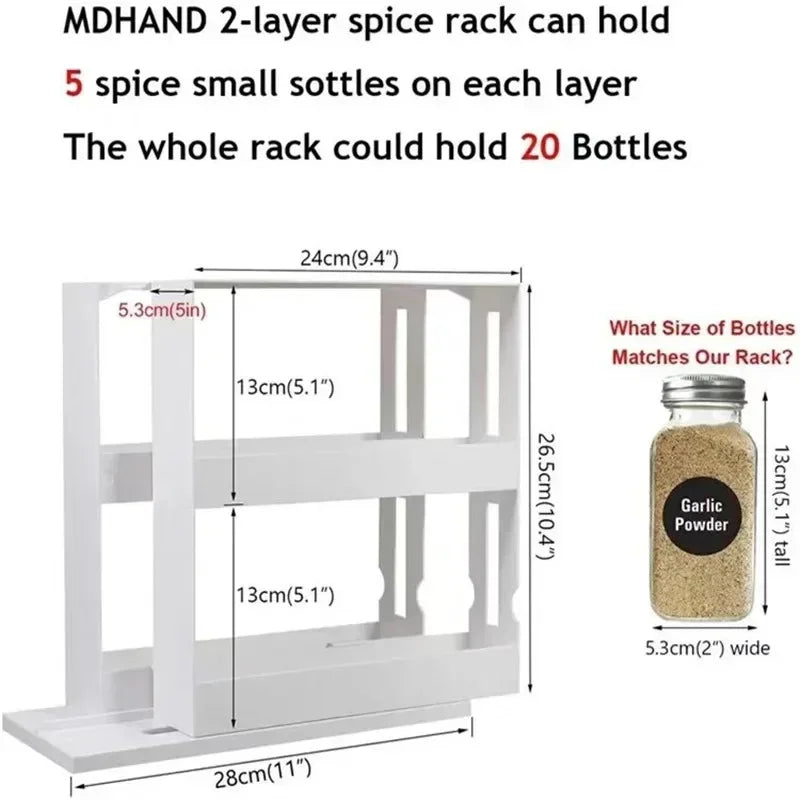 Hign-concerned Rotating Spice Storage Rack Kitchen Organizer