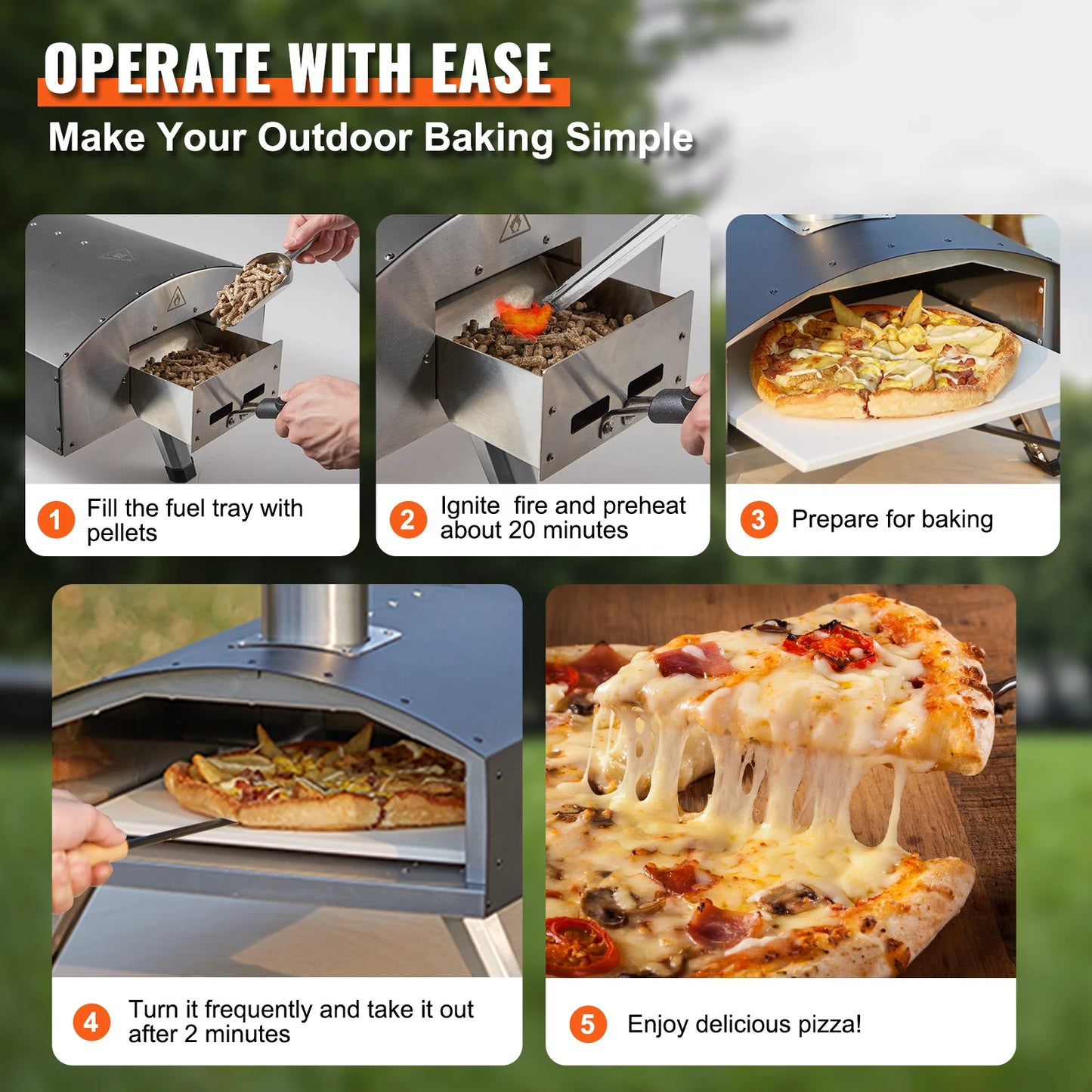 Succebuy Outdoor Oven Charcoal Fired Portable Grill Pizza