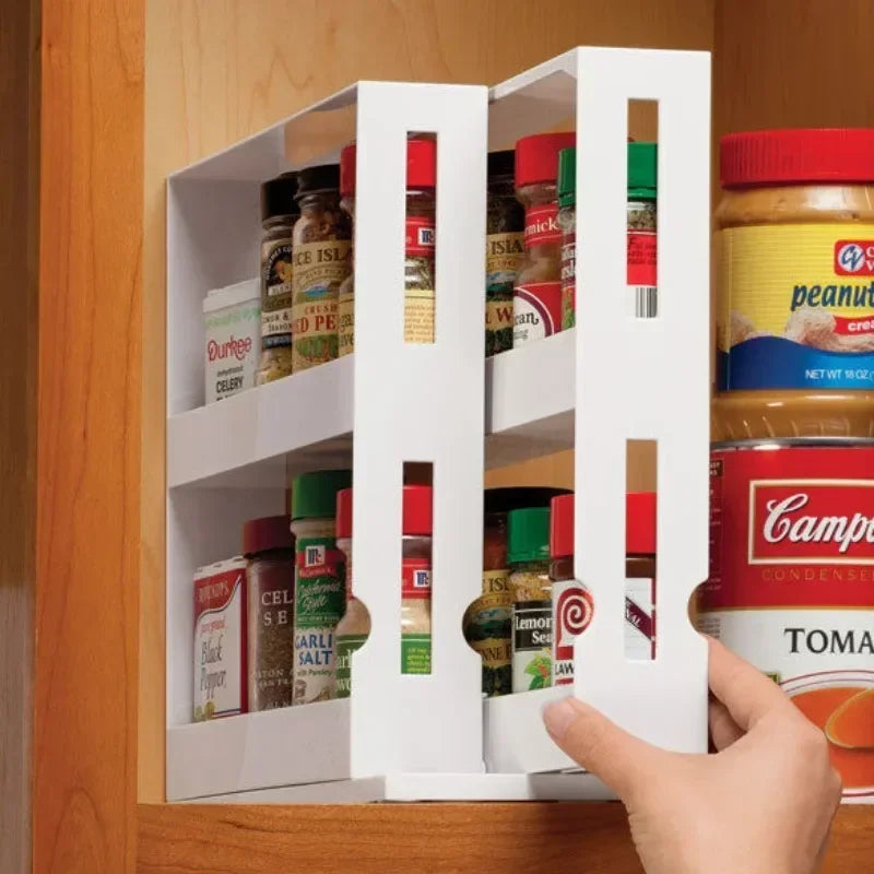 Hign-concerned Rotating Spice Storage Rack Kitchen Organizer